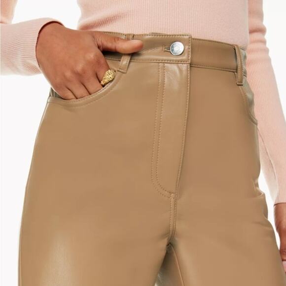 Aritzia Wilfred Melina Pants Women's 10 Camel Vegan Leather High Waisted - Picture 15 of 15